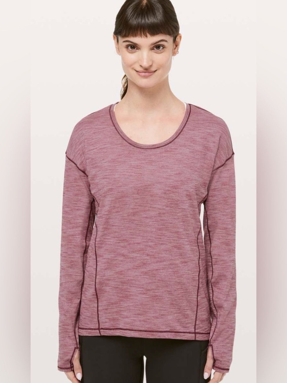 Lululemon Sweat Embrace Long Sleeve in Heathered Misty Merlot | Size 6